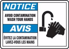 Bilingual OSHA Notice Safety Label: Avoid Contamination - Wash Your Hands