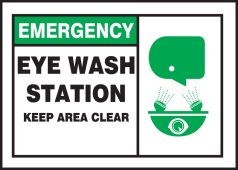 Emergency Safety Label: Eye Wash Station - Keep Area Clear