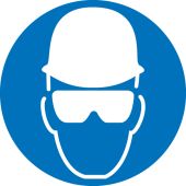ISO Safety Label: (Wear Head And Eye Protection) 2003/2011