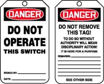 OSHA Danger Safety Tag: Do Not Operate This Switch