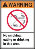 ANSI Warning Safety Label: No Smoking Eating Or Drinking In This Area