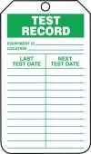 Inspection Status Safety Tag: Test Record